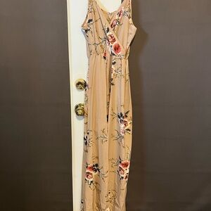 Floral Tan Maxi Dress